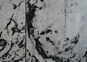 O.T. 2018, Druckfarbe auf Leinwand, 210x400 cm, 2-teilig