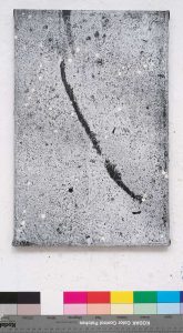 Peter Heber Ohne Titel, Öl und Druckfarbe auf Leinwand, 40x26 cm, DSC_6465