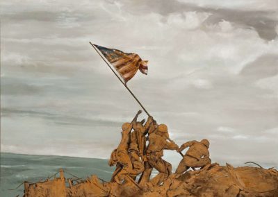 Propaganda - Iwo Jima, 2021, rostiges Eisenpigment und Öl auf Leinwand, 200 x 150 cm
